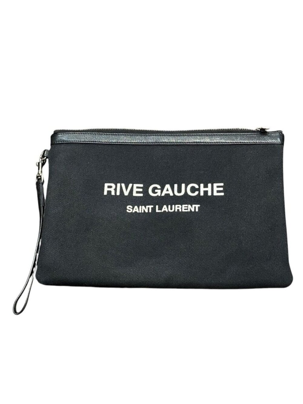 Saint Laurent Rive Gauche Clutch Canvas Leather